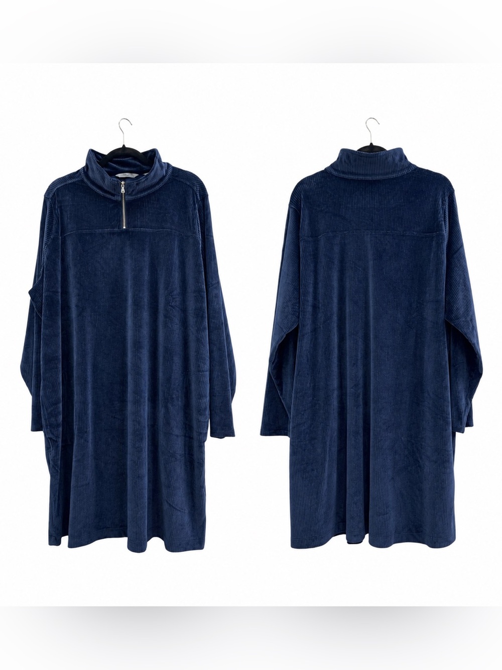 AnyBody Ribbed Velour Zip Front Tunic. - Picture 2 of 8